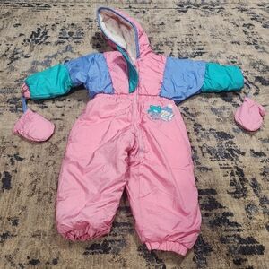 Vintage Oshkosh Baby B'gosh Colorful Baby Snowsuit with Mittens